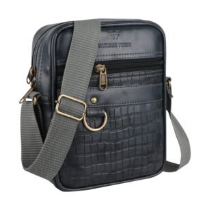 Fashion Twist crocodile embossed crossbody sling bag in grey