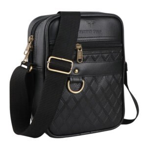Fashion Twist L-Barfi embossed crossbody sling bag in black