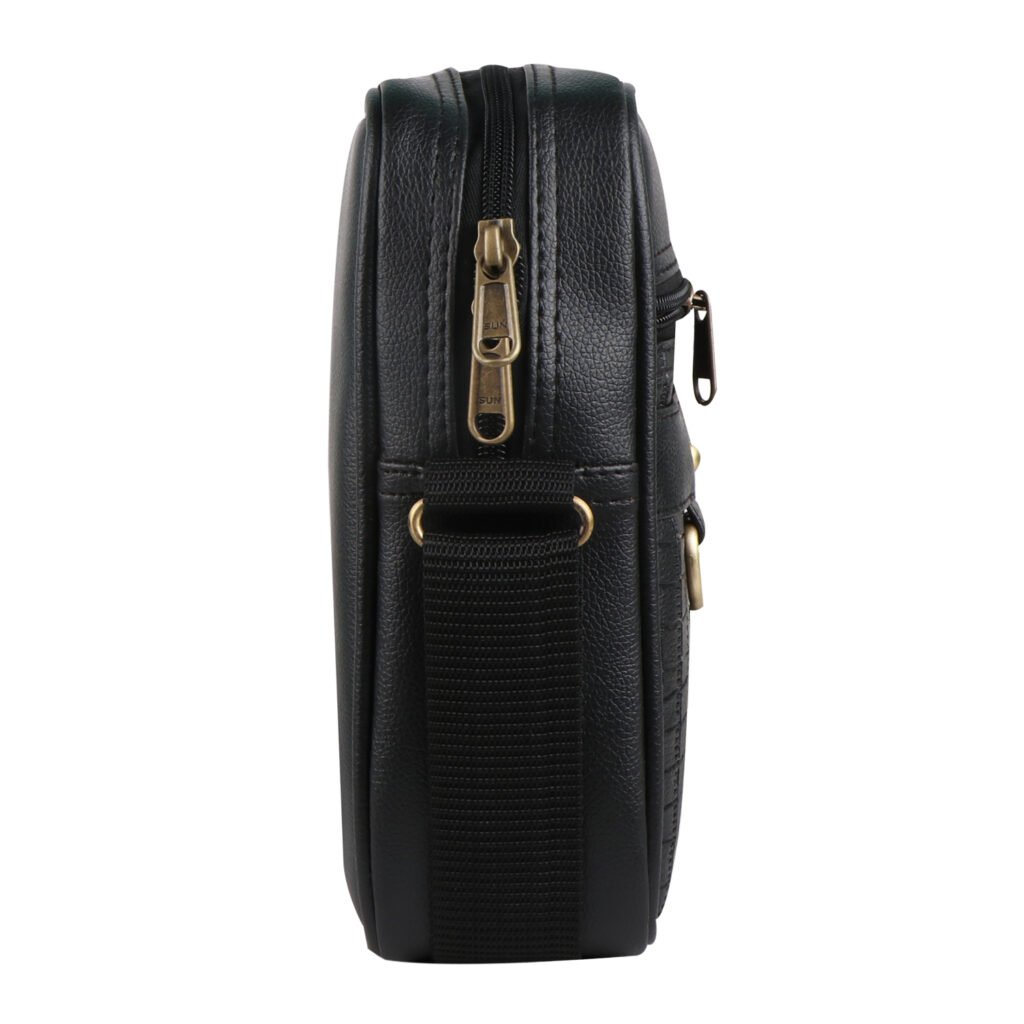 Fashion Twist L-Barfi embossed crossbody sling bag in black