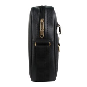 Fashion Twist L-Barfi embossed crossbody sling bag in black