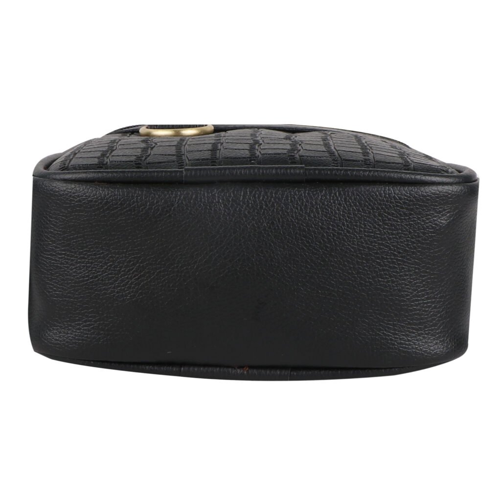 Fashion Twist L-Barfi embossed crossbody sling bag in black