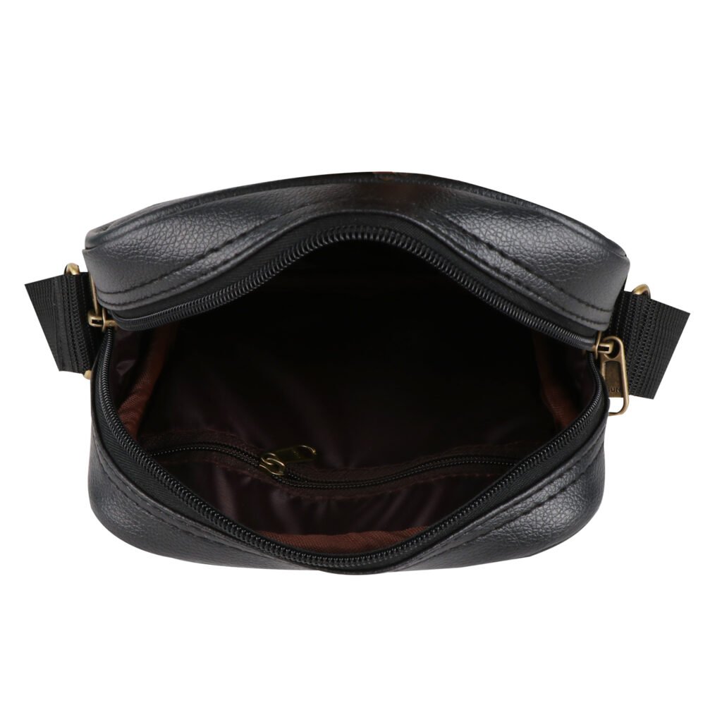 Fashion Twist L-Barfi embossed crossbody sling bag in black