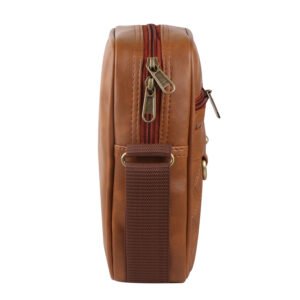 Fashion Twist L-Barfi embossed crossbody sling bag in tan