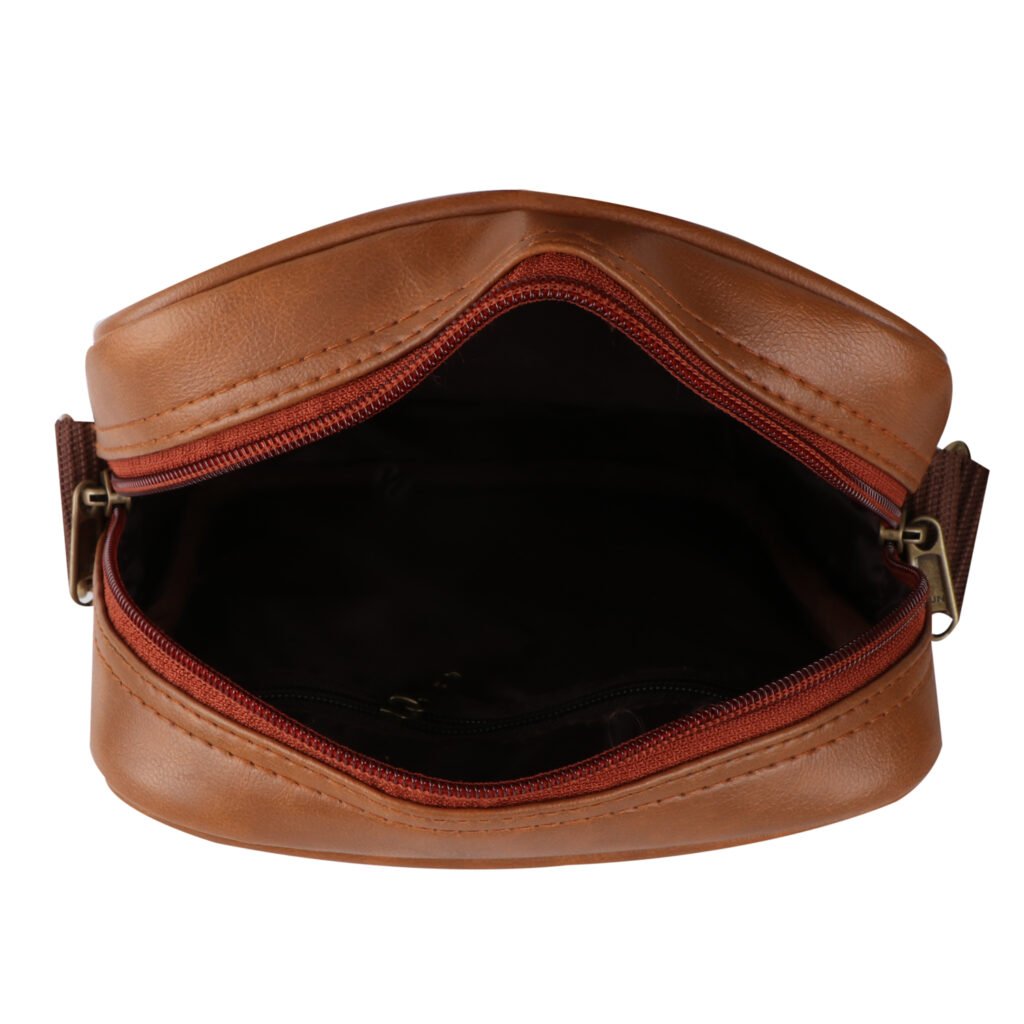 Fashion Twist L-Barfi embossed crossbody sling bag in tan