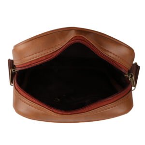 Fashion Twist L-Barfi embossed crossbody sling bag in tan