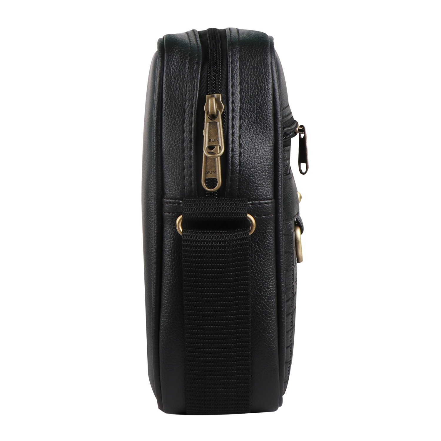 Fashion Twist Pan embossed crossbody sling bag in black