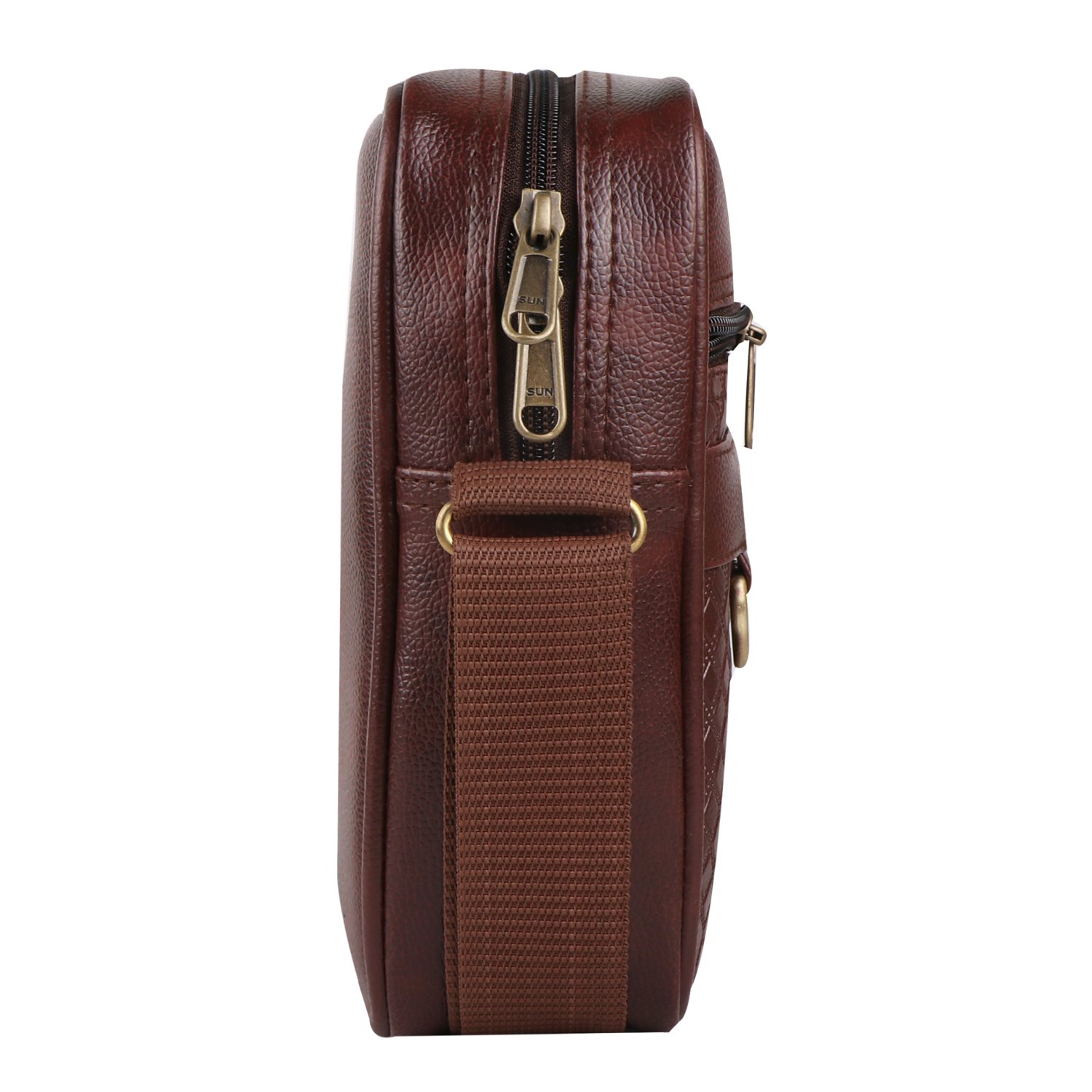 Fashion Twist Pan embossed crossbody sling bag in brown
