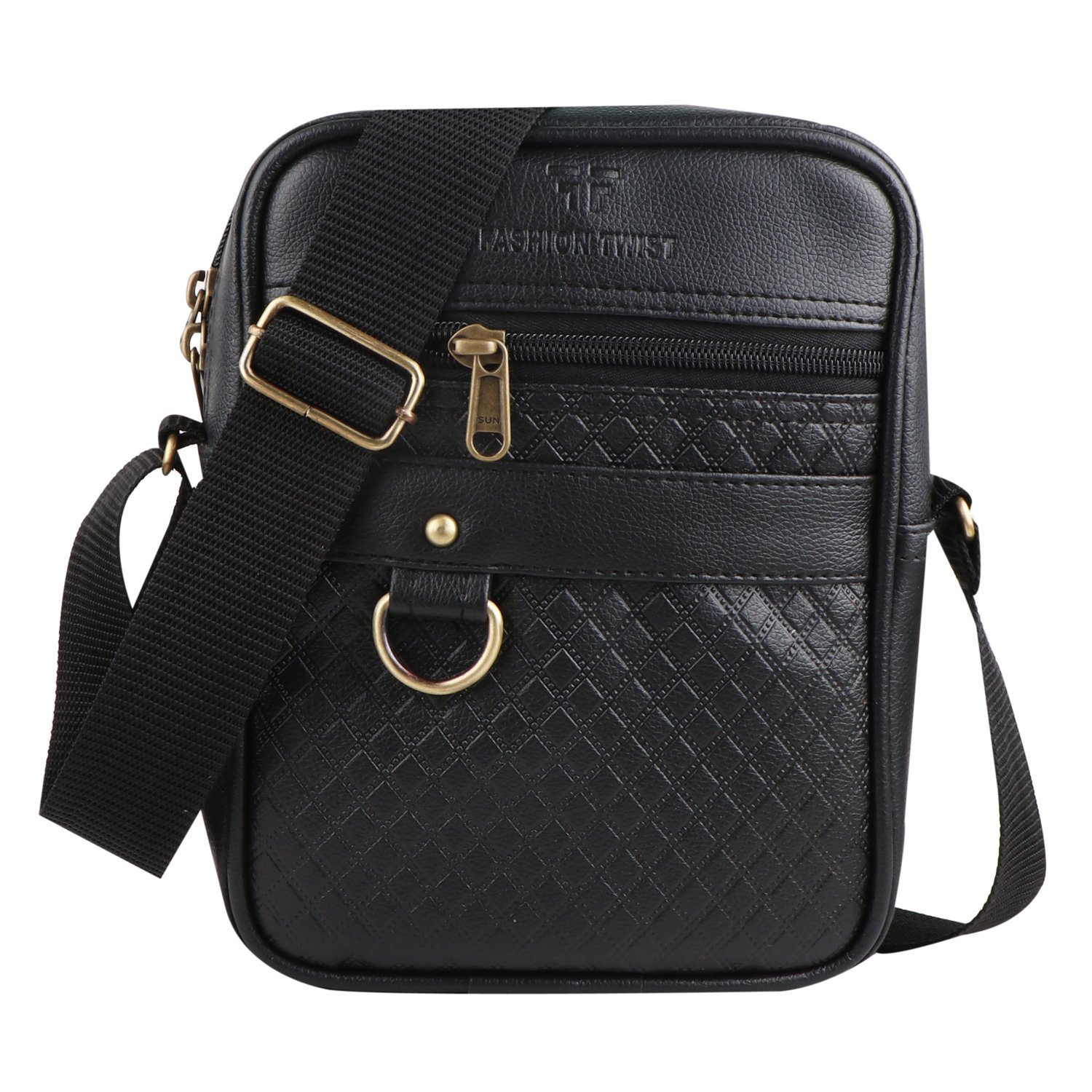 Fashion Twist Small-Barfi embossed crossbody sling bag in black
