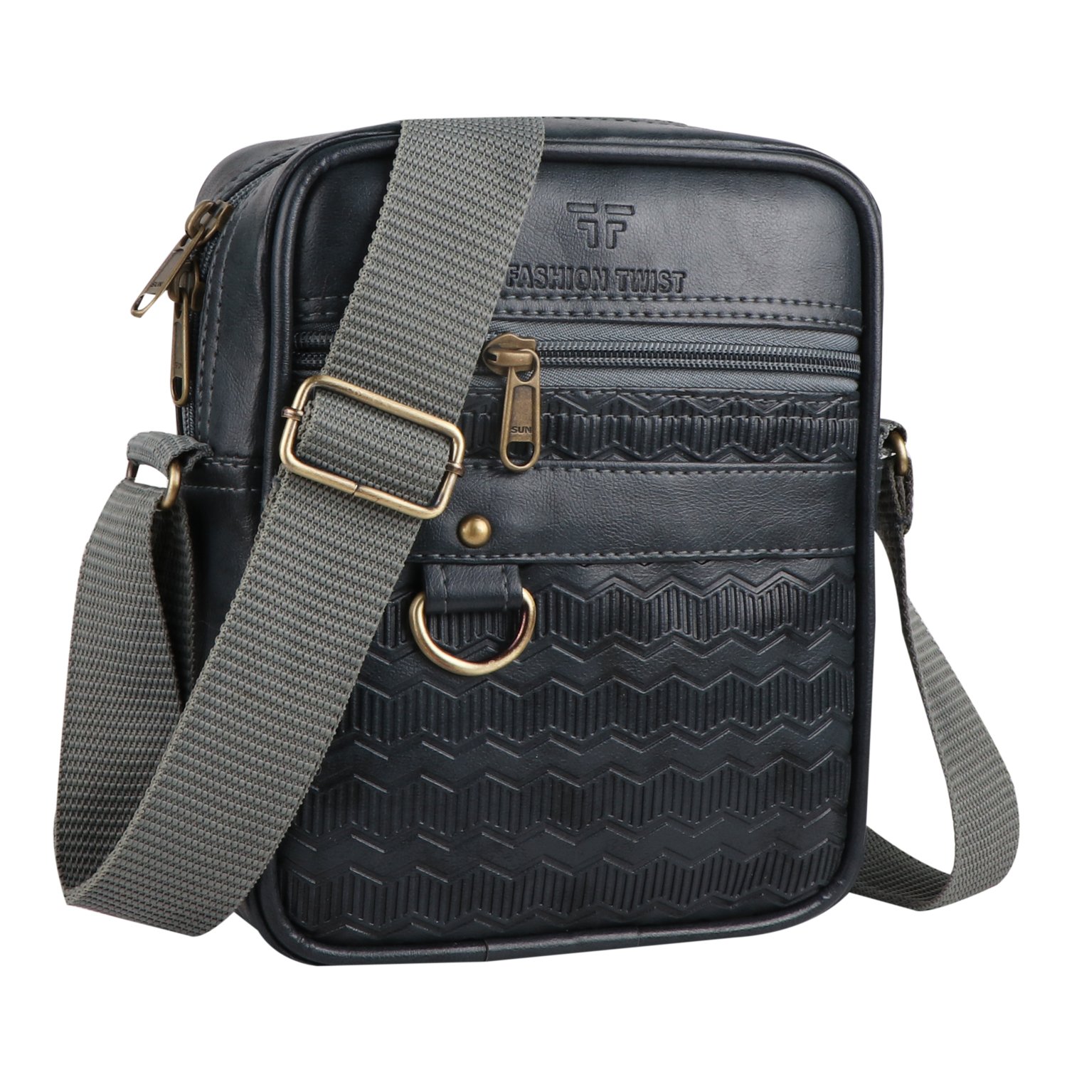Fashion Twist ZGL embossed crossbody sling bag in grey