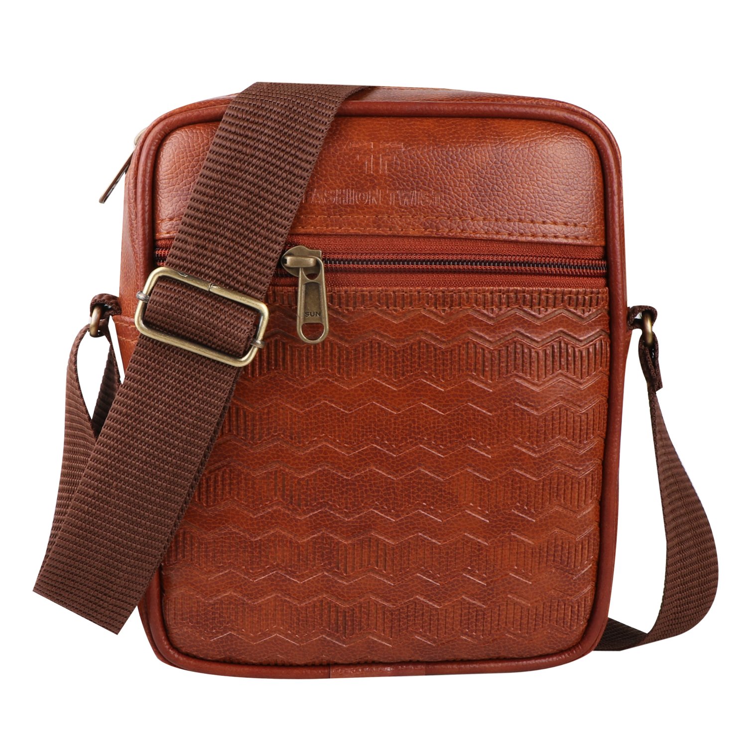 Fashion Twist ZGL embossed crossbody sling bag in tan